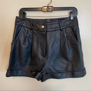MAJE pleated leather high waisted shorts size 40 (US 8) NWT